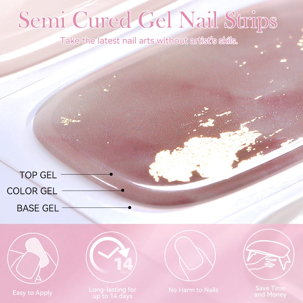[US ONLY] 20 Tips Pink White Semi-Cured Gel Nail Strips N002 Nail Sticker Harunouta 