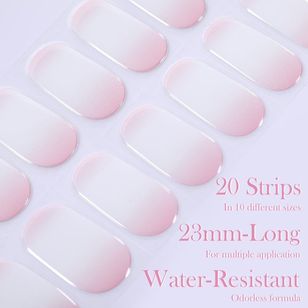 [US ONLY] 20 Tips Pink White Semi-Cured Gel Nail Strips N002 Nail Sticker Harunouta 