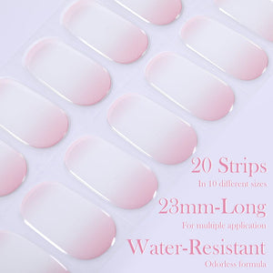 [US ONLY] 20 Tips Pink White Semi-Cured Gel Nail Strips N002 Nail Sticker Harunouta 