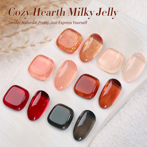 6 Colors Jelly Gel Polish Set Cozy Hearth Milky 7ml Gel Nail Polish BORN PRETTY 