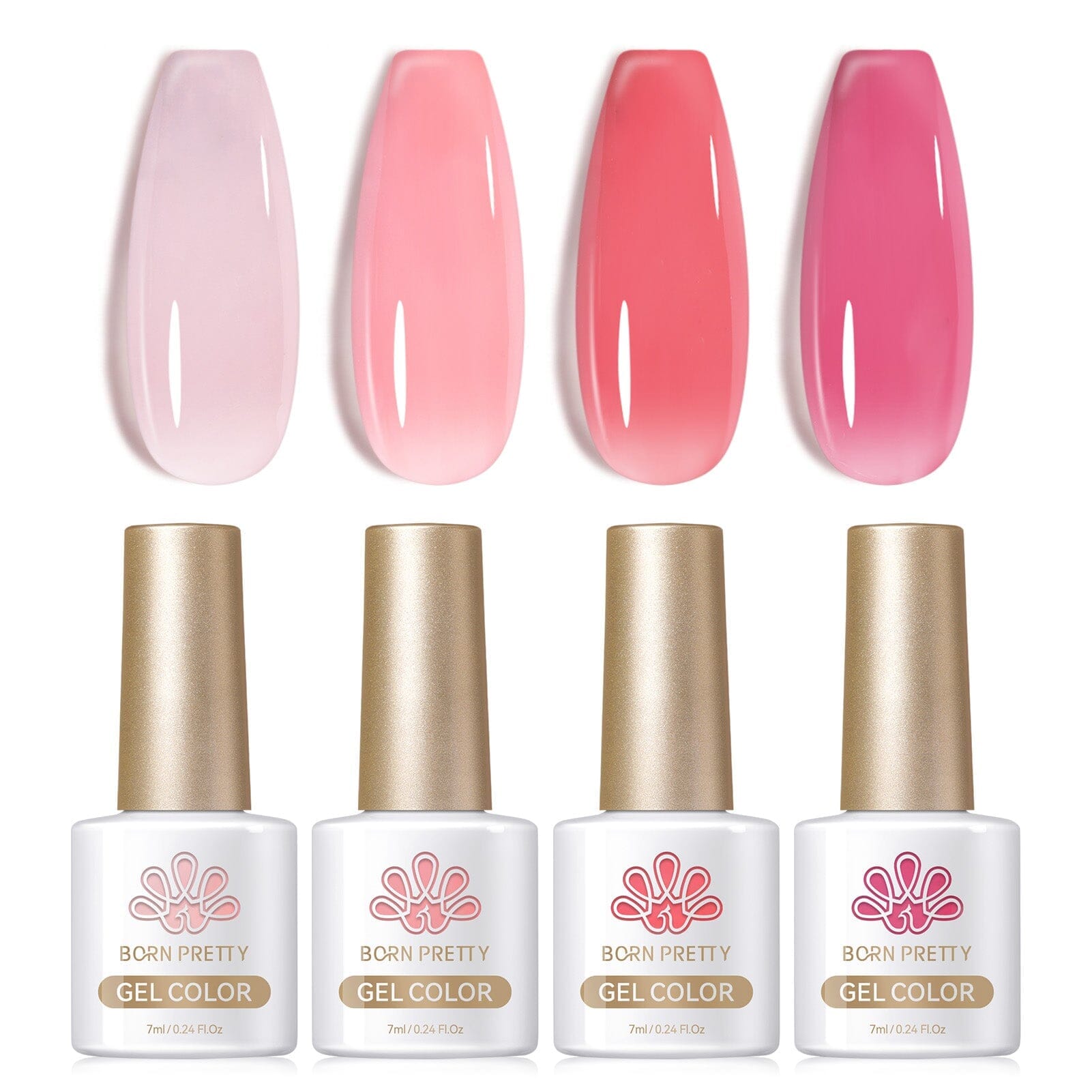 🎁 4 Colors Jelly Gel Polish Set Rosy Aura 7ml (100% off) BORN PRETTY 