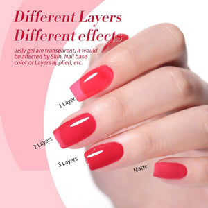 4 Colors Red Milky Jelly Gel Polish Ruby Regalia 7ml Gel Nail Polish BORN PRETTY 