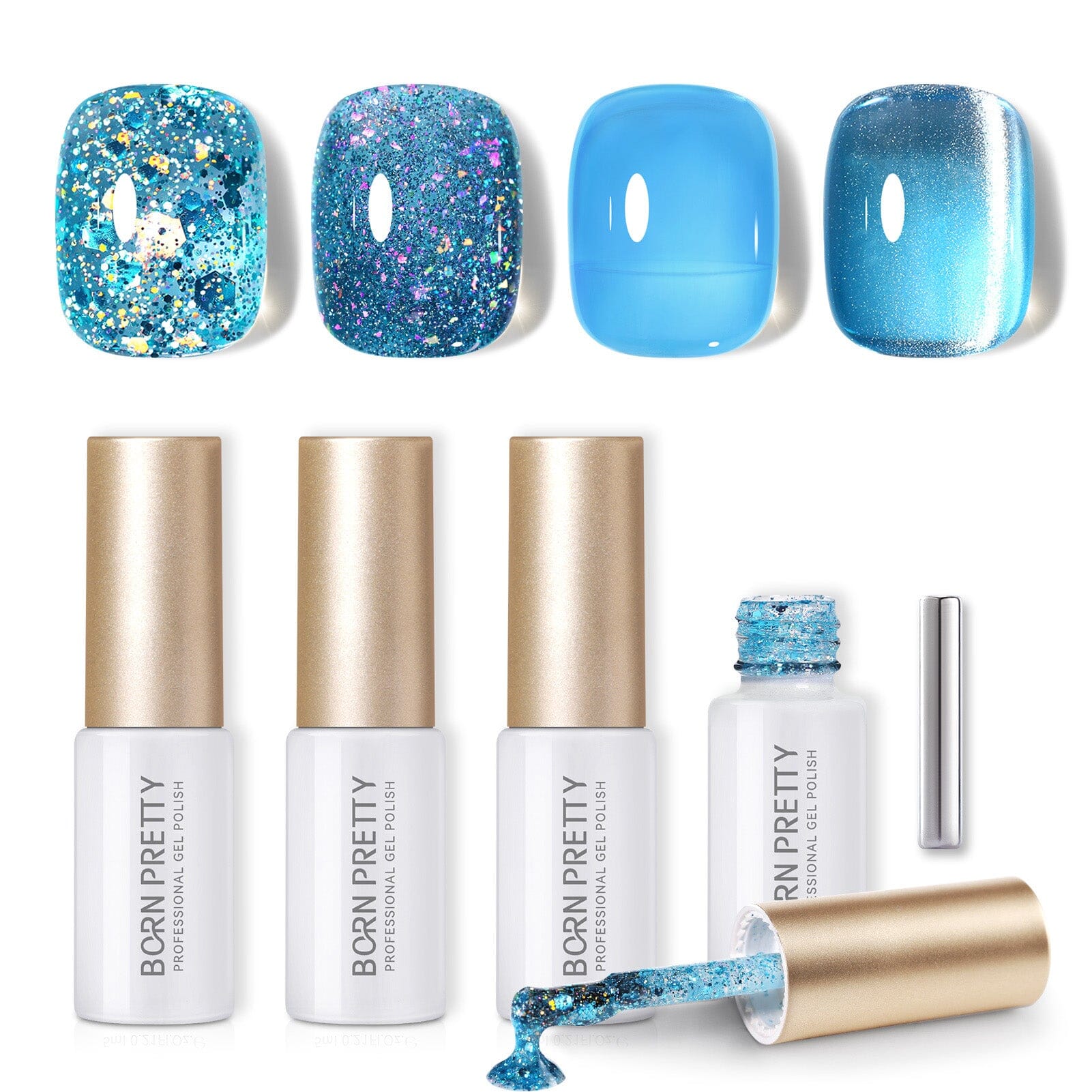 4 Colors Blue Starlight Jelly Series Gel 5ml Gel Nail Polish BORN PRETTY 