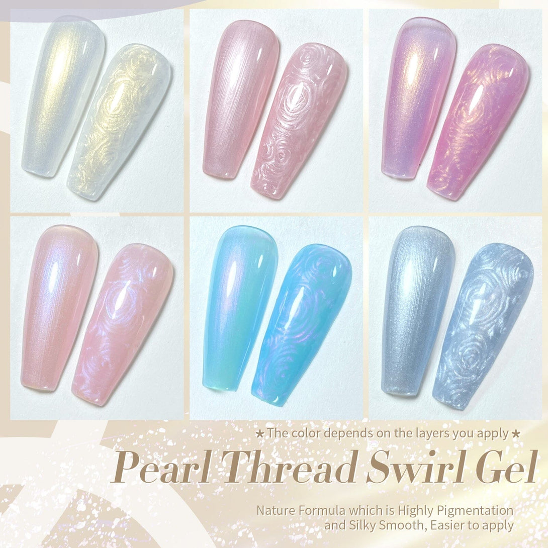 6 Colors Pearl Thread Swirl Gel Polish Set 7ml Gel Nail Polish BORN PRETTY 