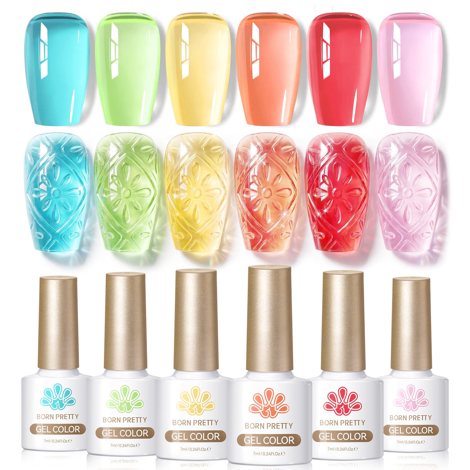 6 Colors Jelly Gel J30 Sea Glass 7ml Gel Nail Polish BORN PRETTY 