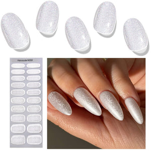 [US ONLY] 20 Tips Silver Shimmer Semi-Cured Gel Nail Strips N050 Nail Sticker Harunouta 