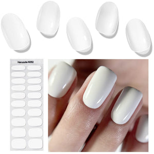 [US ONLY] 20 Tips White Semi-Cured Gel Nail Strips N052 Nail Sticker Harunouta 