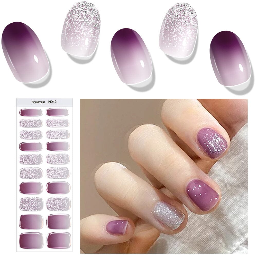 20 Tips Semi-Cured Gel Nail Strips N041-N060 Nail Sticker Harunouta N042 