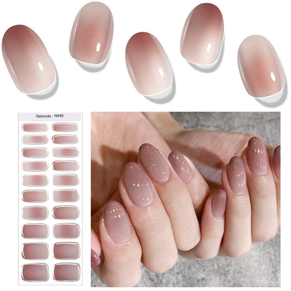 20 Tips Semi-Cured Gel Nail Strips N041-N060 Nail Sticker Harunouta N049 