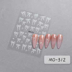 White Bowknot 3D Nail Stickers MO-312 Nail Sticker No Brand 