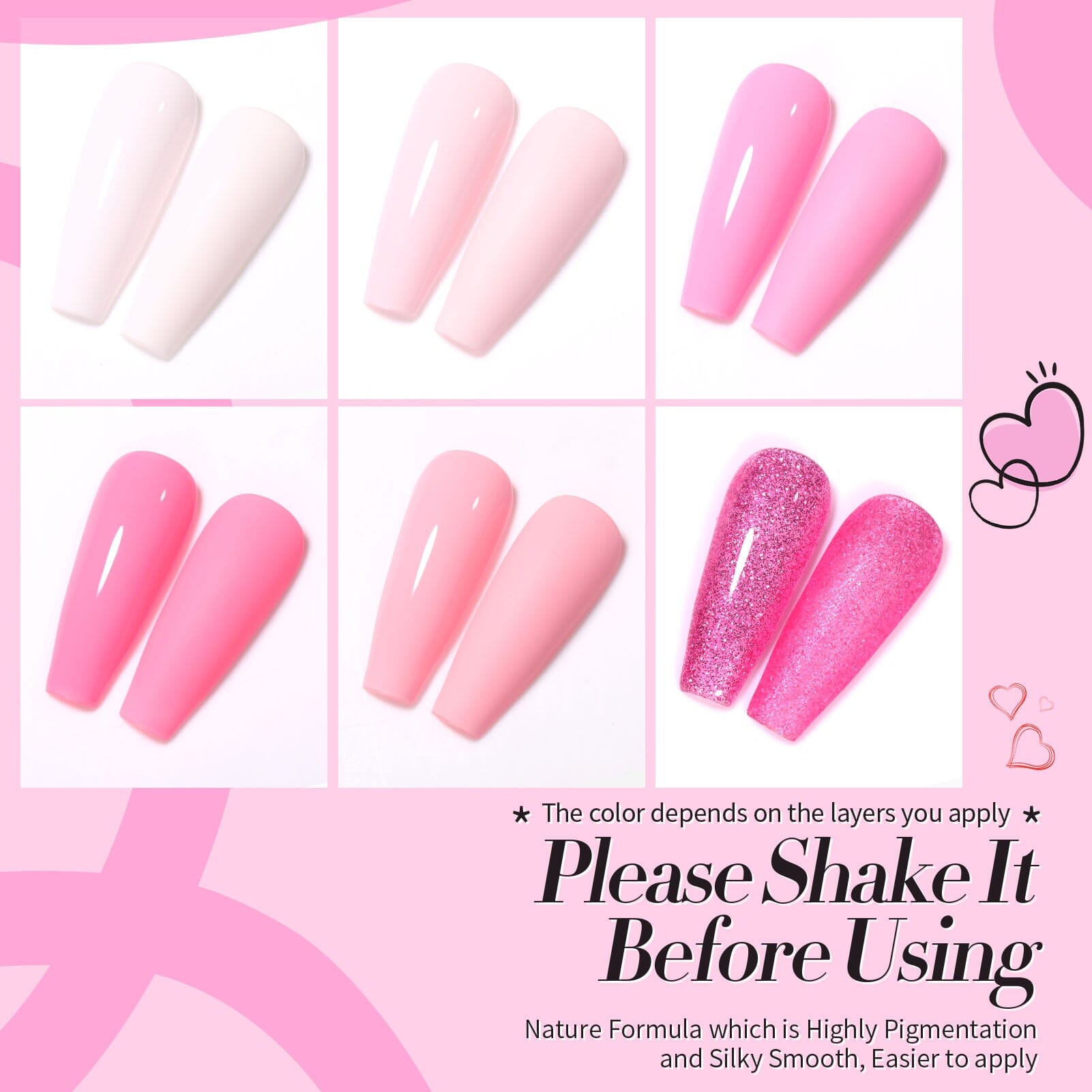 6 Colors Gel Polish Set S17 Pink Baby 7ml Gel Nail Polish BORN PRETTY 