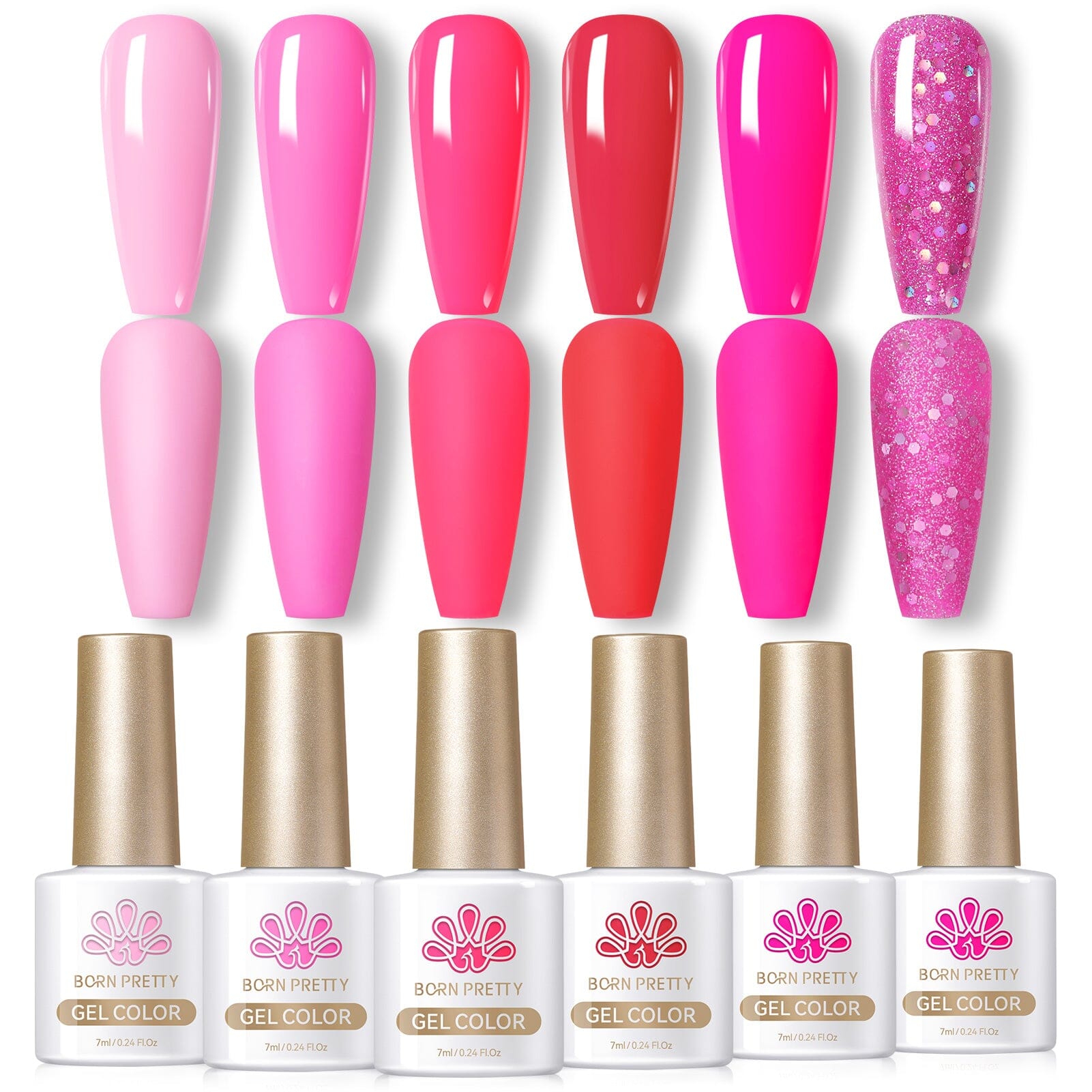 6 Colors Gel Polish Set Hot Pink 7ml Gel Nail Polish BORN PRETTY 