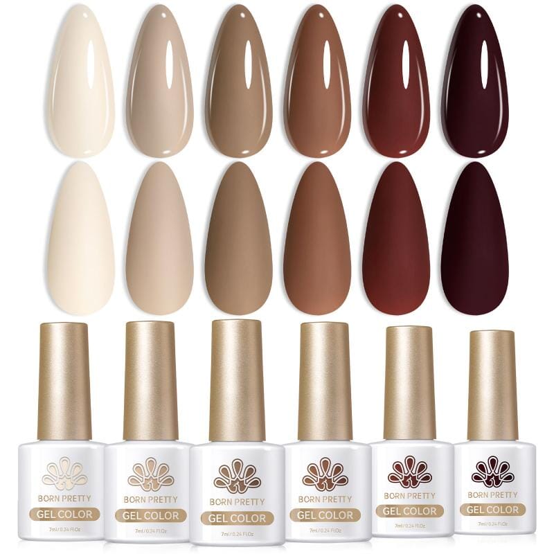 6 Colors Gel Polish Set S16 Coffee Latte 7ml Gel Nail Polish BORN PRETTY 