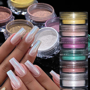 6 Colors Gradient Pearlescent Powder Nail Art No Brand 