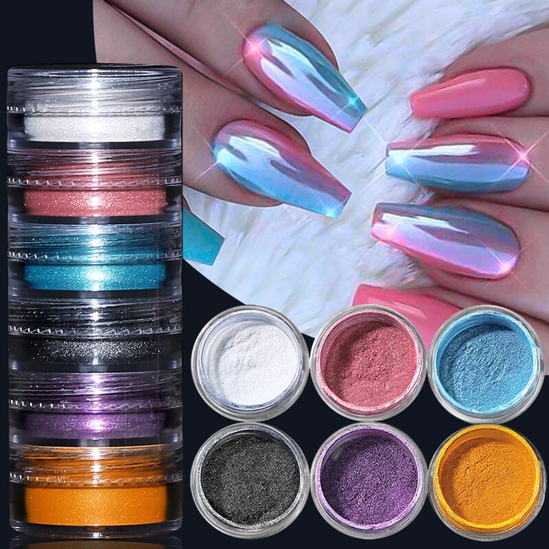 6 Boxes Pearly Gradient Nail Powder #02 Clearance No Brand 