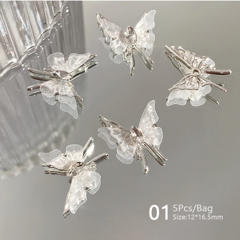 5pcs Alloy Mesh Nail Decoration #01 Butterfly Nail Decoration No Brand 