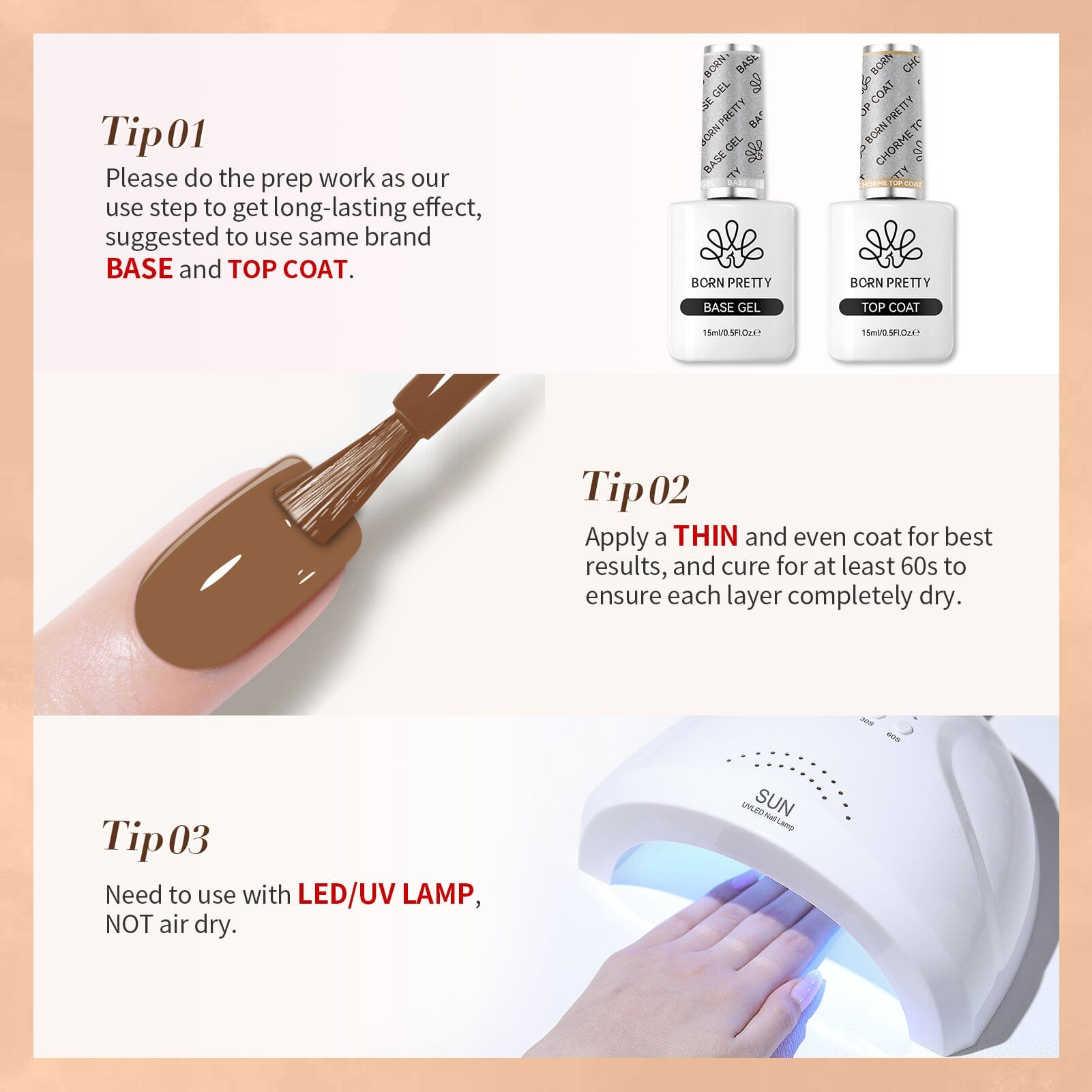 Hema-Free Brown Color Gel Polish #44 15ml Gel Nail Polish BORN PRETTY 