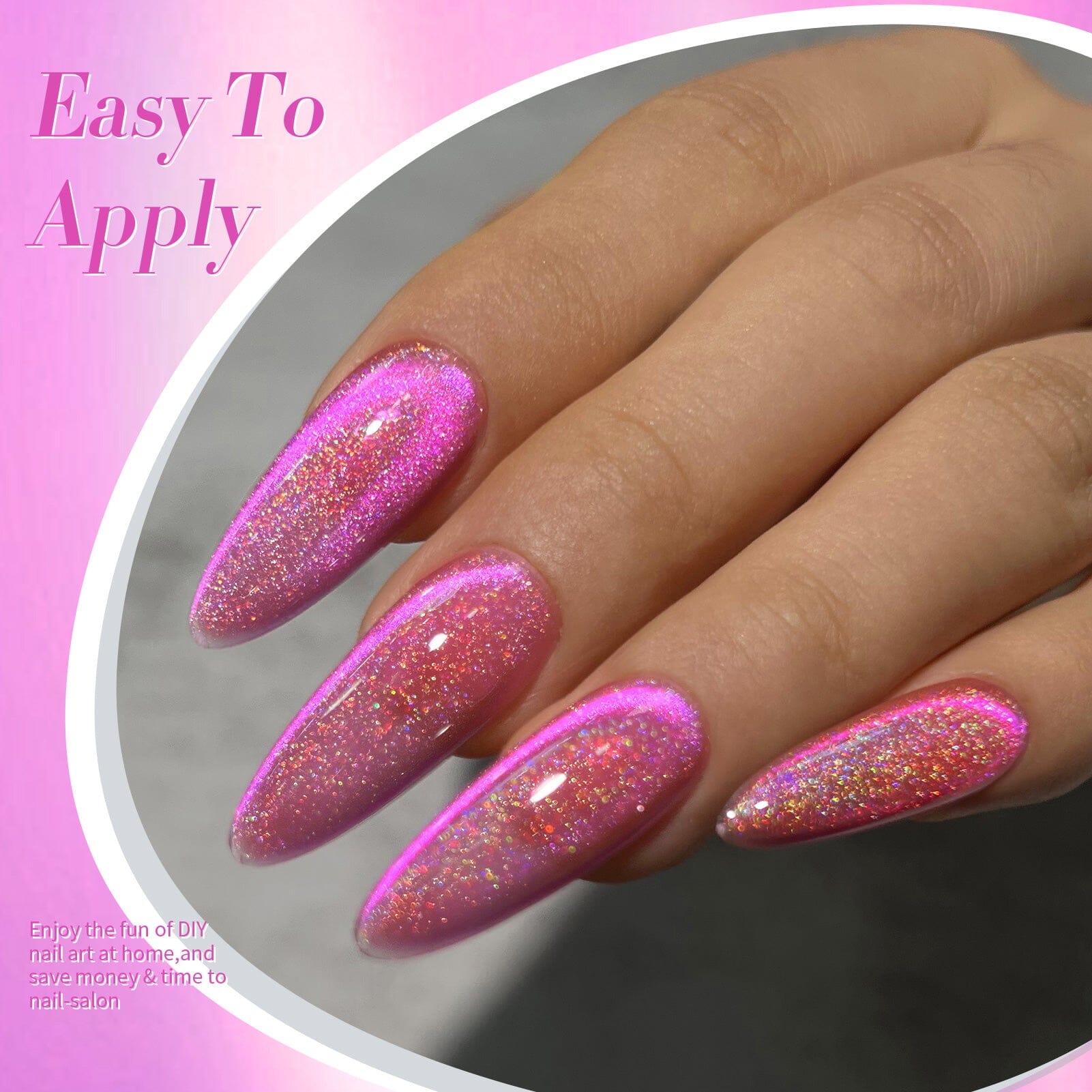 Fuchsia Iridescent Glass Cat Magnetic Gel 15ml Gel Nail Polish BORN PRETTY 