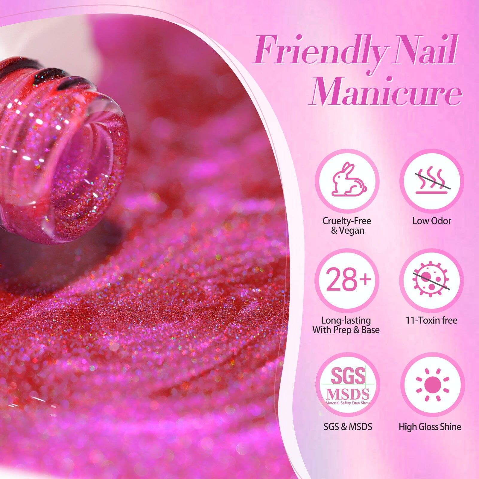 Fuchsia Iridescent Glass Cat Magnetic Gel 15ml Gel Nail Polish BORN PRETTY 