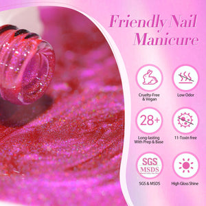 Fuchsia Iridescent Glass Cat Magnetic Gel 15ml Gel Nail Polish BORN PRETTY 