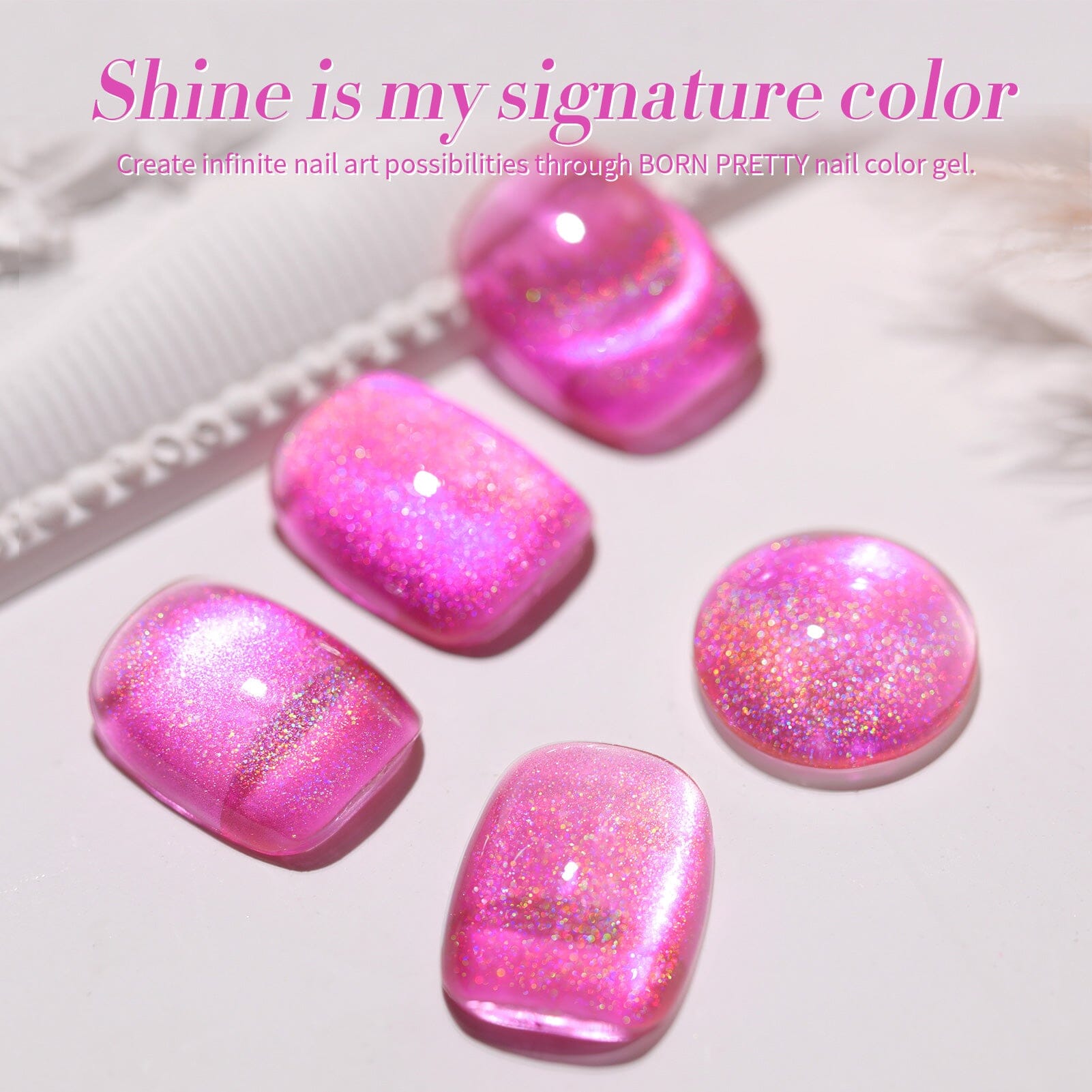 Fuchsia Iridescent Glass Cat Magnetic Gel 15ml Gel Nail Polish BORN PRETTY 