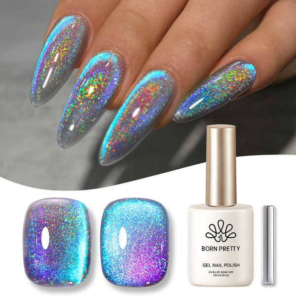 15ml Iridescent Glass Cat Magnetic Gel-Blue Gel Nail Polish BORN PRETTY 