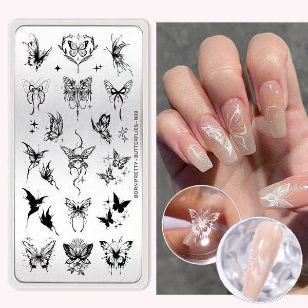 Nail Stamping Plate BUTTERFLIES-N09 Stamping Nail BORN PRETTY 