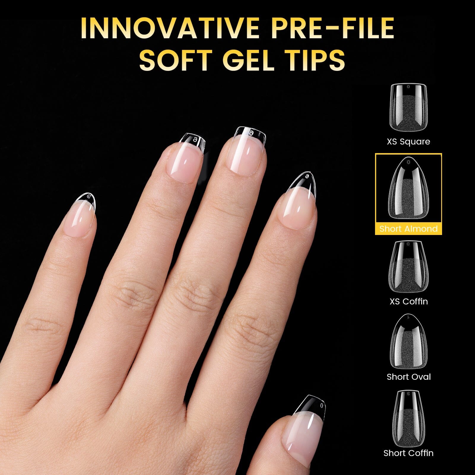 288pcs Short Almond Pre-File Nail Tips 12 Different Sizes Nail Tips No Brand 