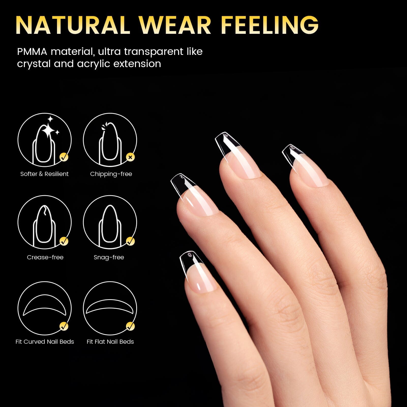 288pcs Short Coffin Pre-File Nail Tips 12 Different Sizes Nail Tips No Brand 