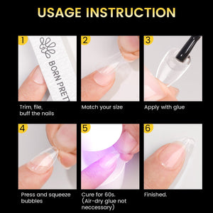 288pcs Short Coffin Pre-File Nail Tips 12 Different Sizes Nail Tips No Brand 