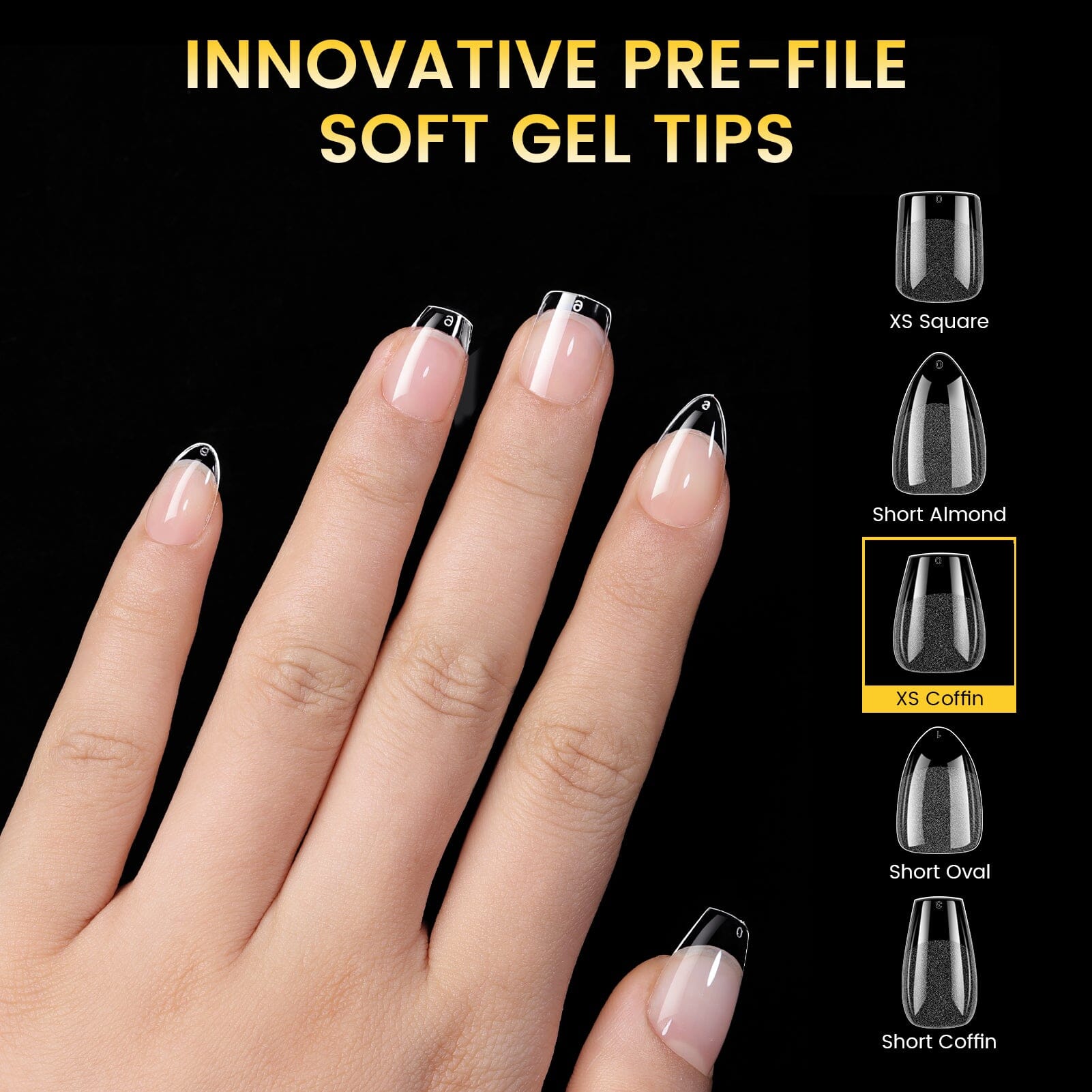 288pcs XS Coffin Pre-File Nail Tips 12 Different Sizes Nail Tips No Brand 