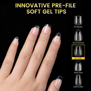 288pcs XS Coffin Pre-File Nail Tips 12 Different Sizes Nail Tips No Brand 