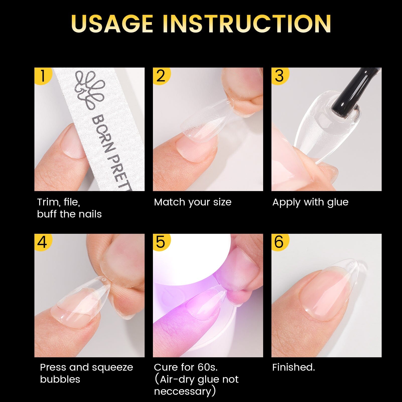 288pcs XS Coffin Pre-File Nail Tips 12 Different Sizes Nail Tips No Brand 
