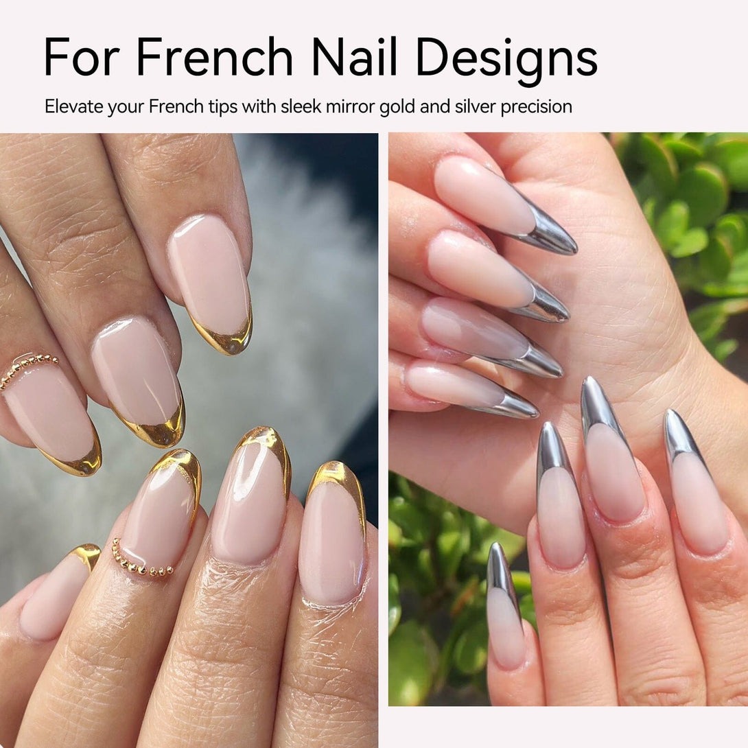 2 Bottles Mirror Effect Metal Silver & Gold Liner Gel 8ml Gel Nail Polish BORN PRETTY 