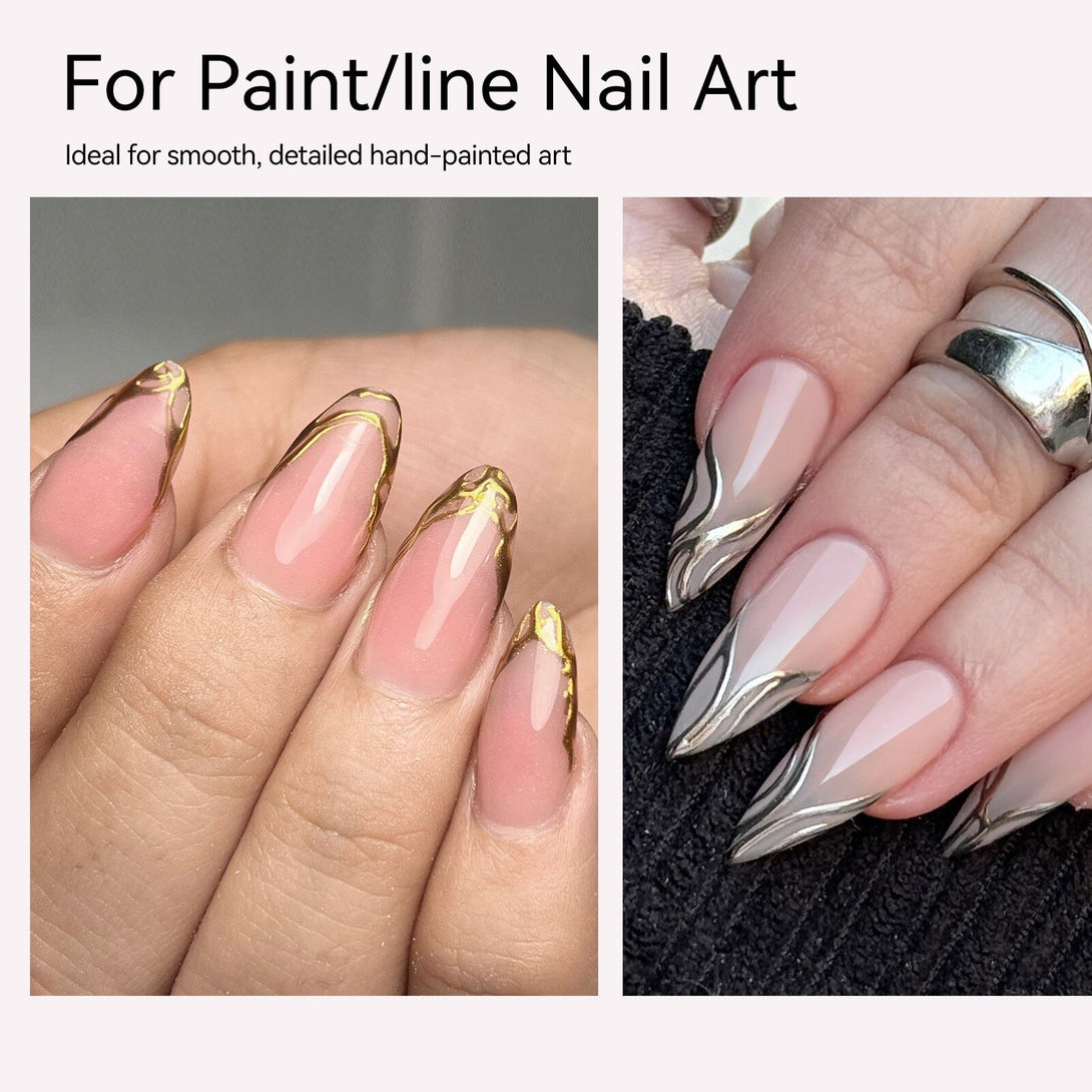 2 Bottles Mirror Effect Metal Silver & Gold Liner Gel 8ml Gel Nail Polish BORN PRETTY 