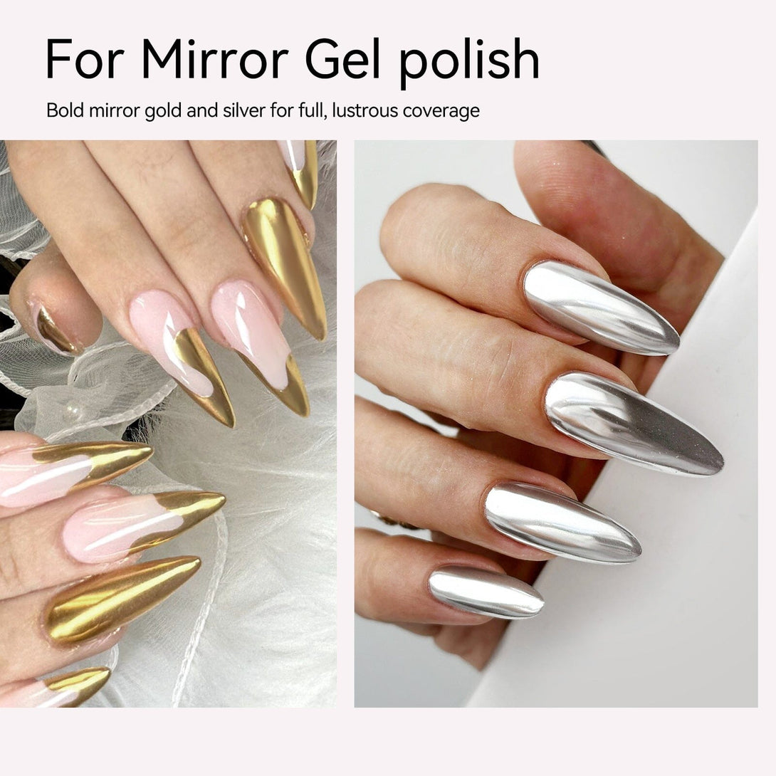 2 Bottles Mirror Effect Metal Silver & Gold Liner Gel 8ml Gel Nail Polish BORN PRETTY 