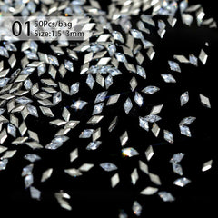 50pcs White Rhombus Rhinestones #01 Clearance No Brand 