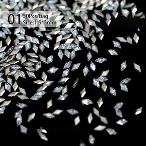 50pcs White Rhombus Rhinestones #01 Clearance No Brand 