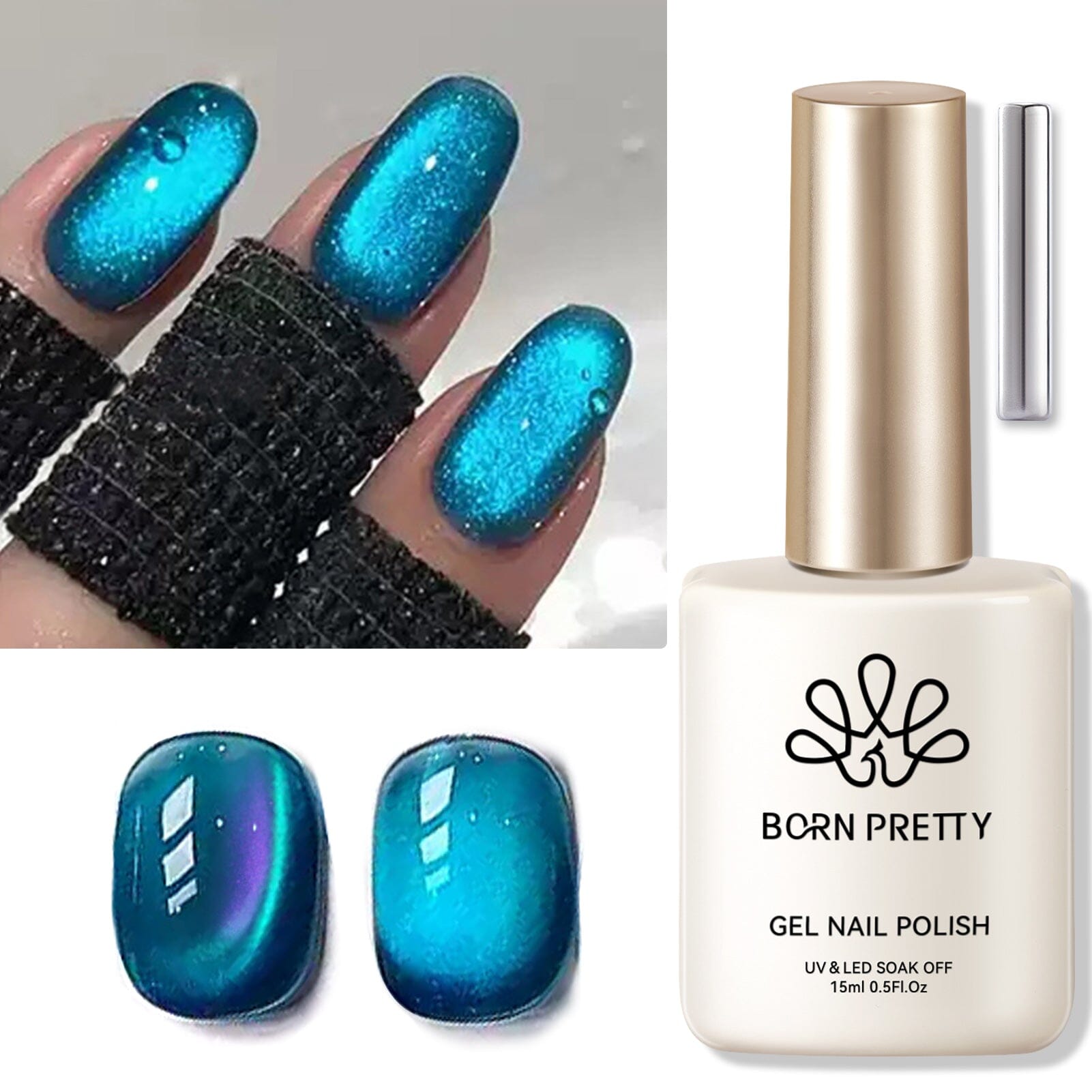 [US ONLY] Blue Cat Magnetic Gel Polish Blue Auroras 15ml Gel Nail Polish BORN PRETTY 