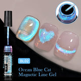Ocean Blue Cat Magnetic Line Gel 5ml Gel Nail Polish LILYCUTE BL02 