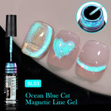 Ocean Blue Cat Magnetic Line Gel 5ml Gel Nail Polish LILYCUTE BL03 