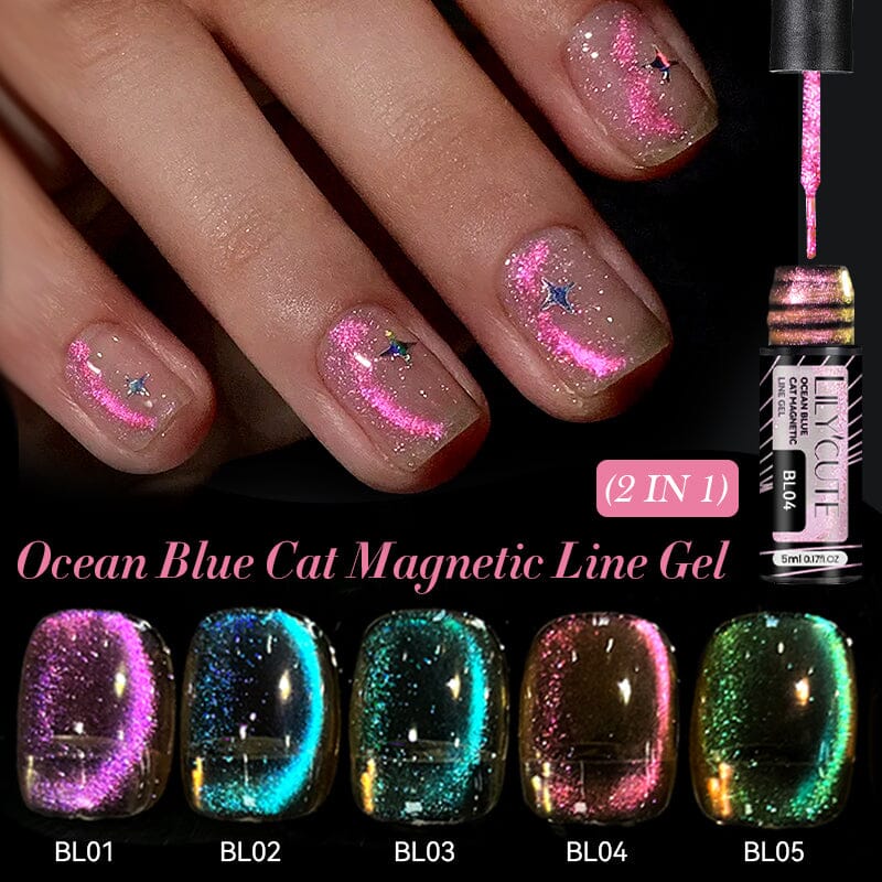 Ocean Blue Cat Magnetic Line Gel 5ml Gel Nail Polish LILYCUTE 