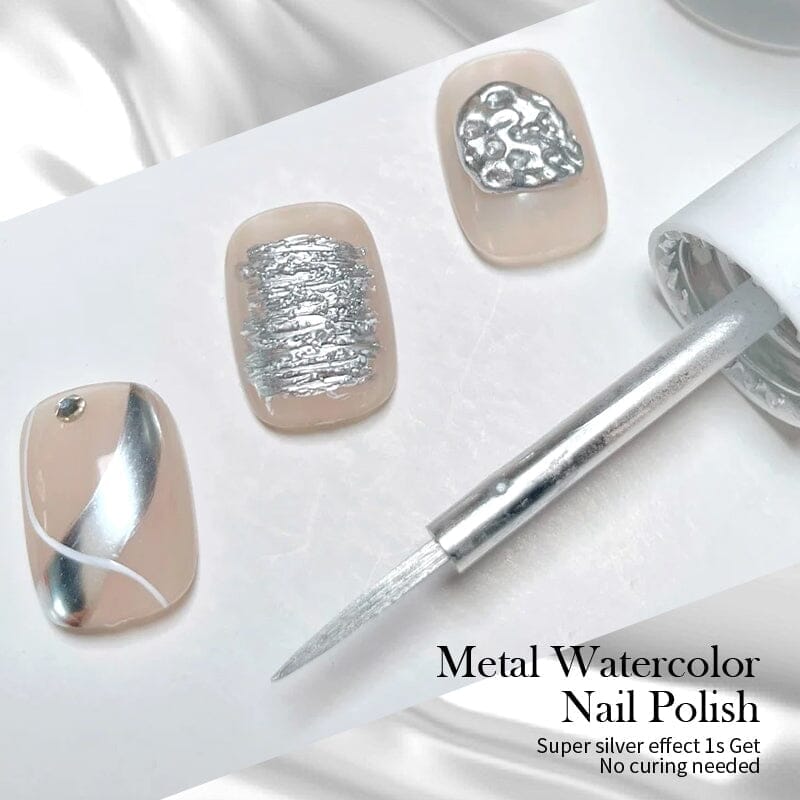 Metal Silver Watercolor Nail Polish 10ml Nail Polish BORN PRETTY 
