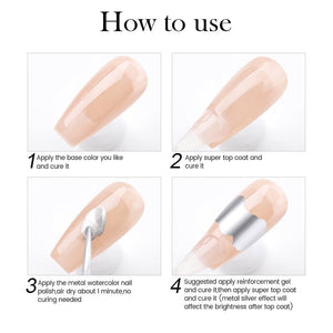 Metal Silver Watercolor Nail Polish 10ml Nail Polish BORN PRETTY 