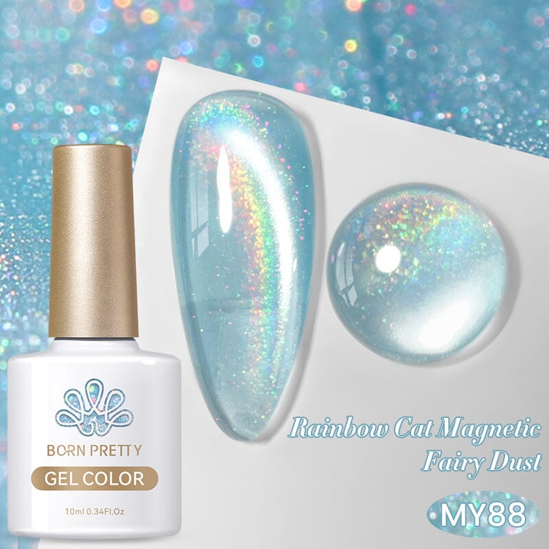 Rainbow Water Light Cat Magnetic Gel MY88 Fairy Dust 10ml Gel Nail Polish BORN PRETTY 