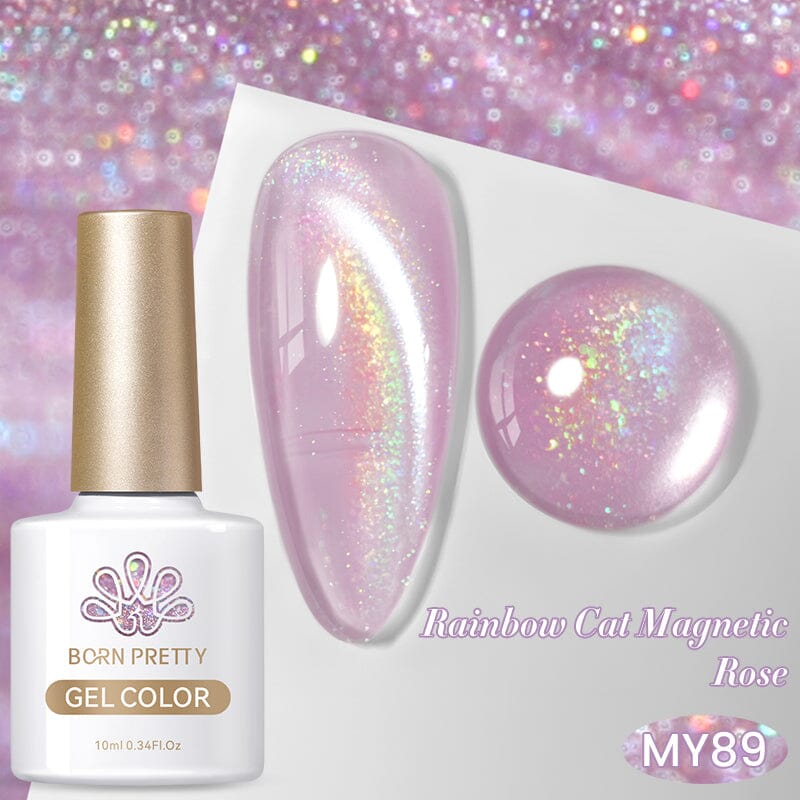 Rainbow Water Light Cat Magnetic Gel MY89 Rose 10ml Gel Nail Polish BORN PRETTY 