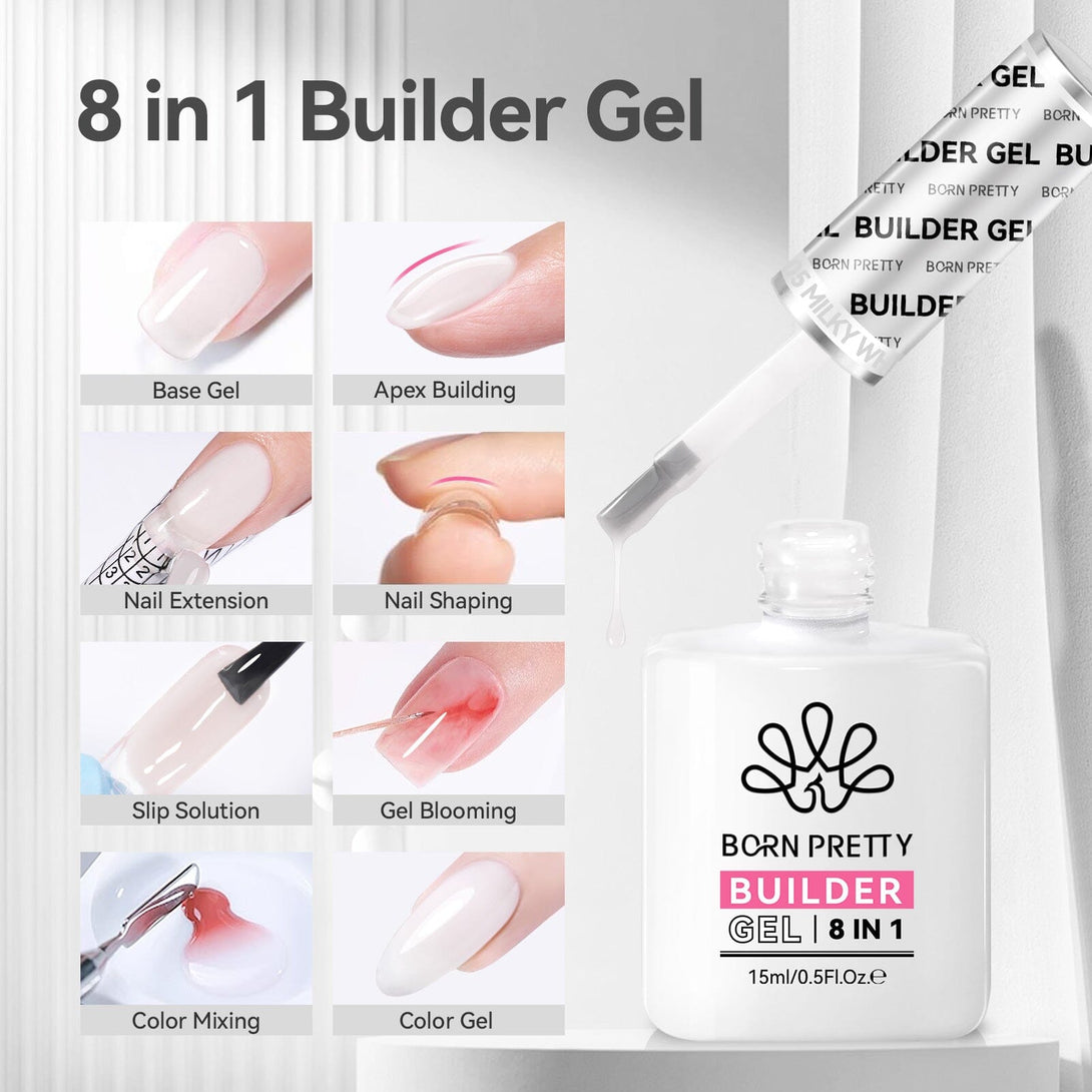 Milky White 8 in 1 Builder-Gel BG05 15ml Gel Nail Polish BORN PRETTY 