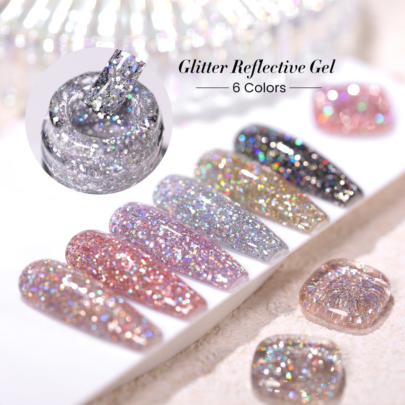 6 Colors Glitter Reflective Gel T07 Dream Star 7ml Gel Nail Polish BORN PRETTY 