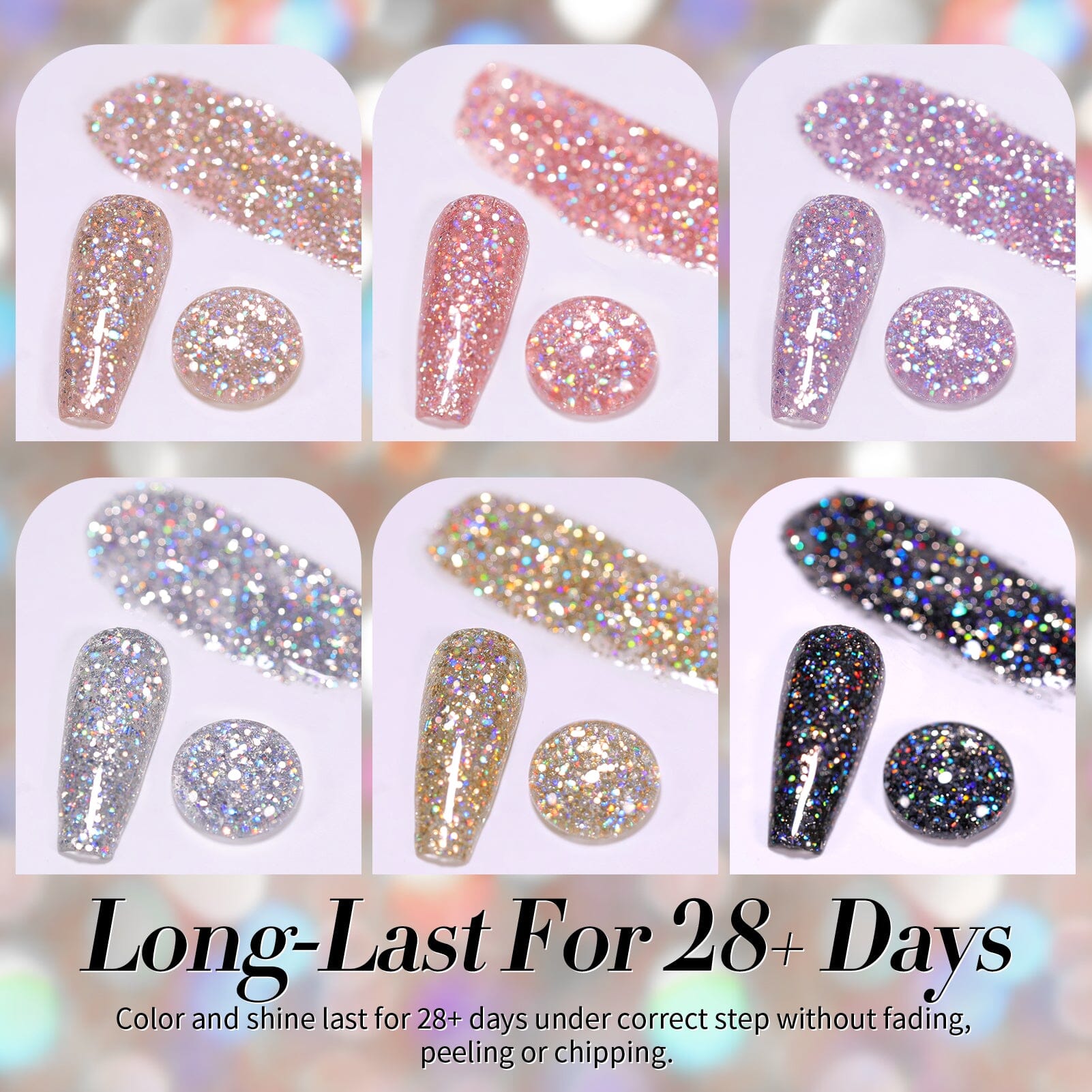 6 Colors Glitter Reflective Gel T07 Dream Star 7ml Gel Nail Polish BORN PRETTY 