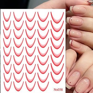 3D Gradient French Line Nail Stickers Nail Sticker No Brand 